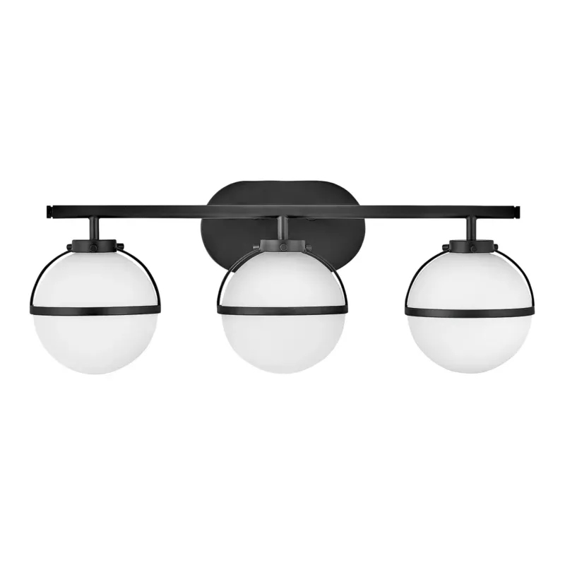 Kinkiet łazienkowy czarny 3-punktowy ze szkłem opalowym HK-HOLLIS3-O-BK-BATH z serii HOLLIS - Elstead Lighting Super okazja