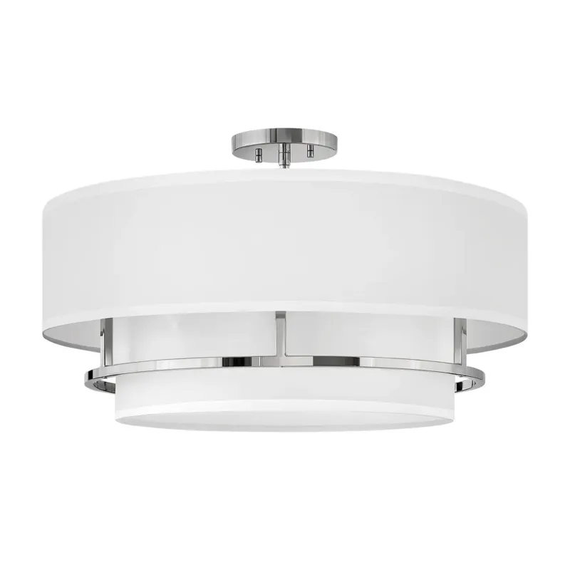 Taniej Lampa wisząca 4-punktowa niklowana z białym abażurem HK-GRAHAM-L-PN z serii GRAHAM - Elstead Lighting