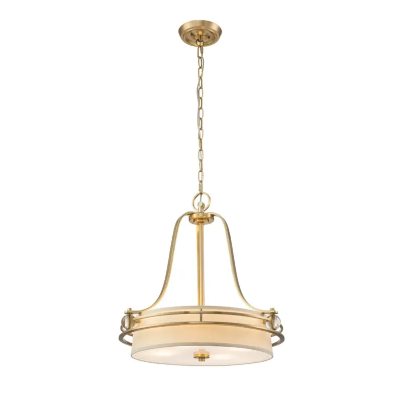Lampa wisząca mosiężna z tkaniną 4-punktowa QZ-GOTHAM-P-BB z serii GOTHAM - Elstead Lighting Szybka dostawa