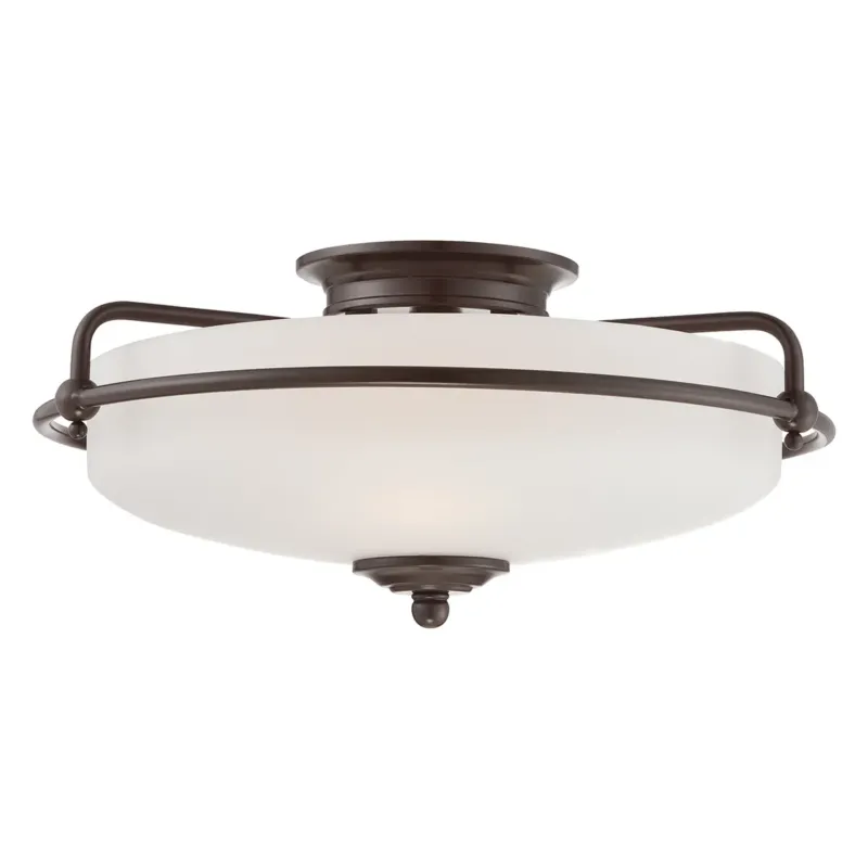 Obniżka ceny Plafon metalowy brązowy ze szkłem opalowym 42cm QZ-GRIFFIN-F-PN z serii GRIFFIN - Elstead Lighting