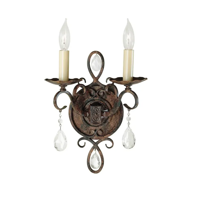 Cena promocyjna Kinkiet metalowy brązowy 2-punktowy z kryształami FE-CHATEAU2 z serii CHATEAU - Elstead Lighting