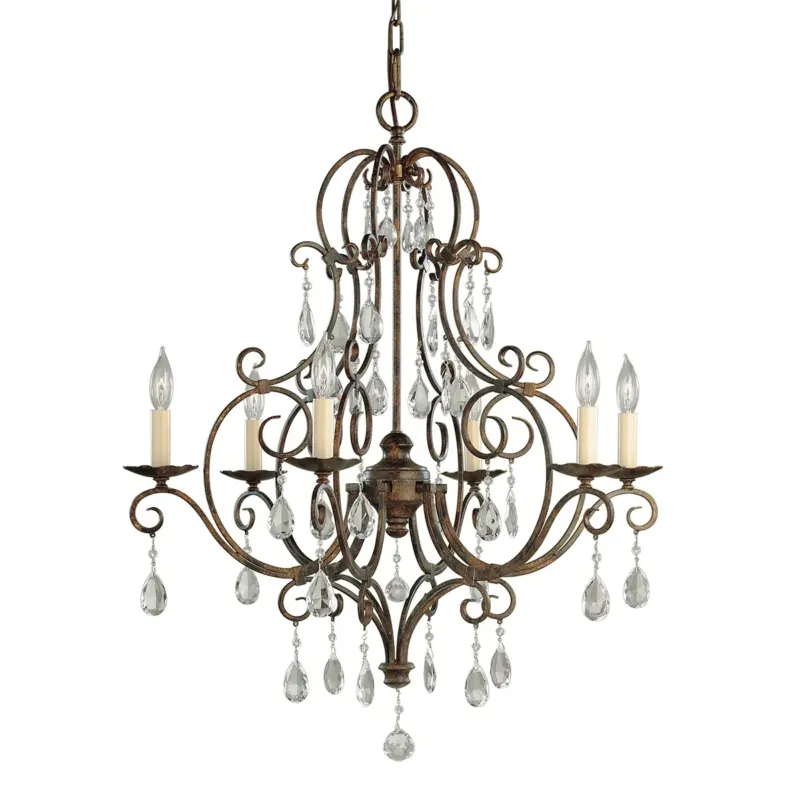 Hit sprzedaży Żyrandol metalowy brązowy 6-punktowy z kryształami FE-CHATEAU6 z serii CHATEAU - Elstead Lighting