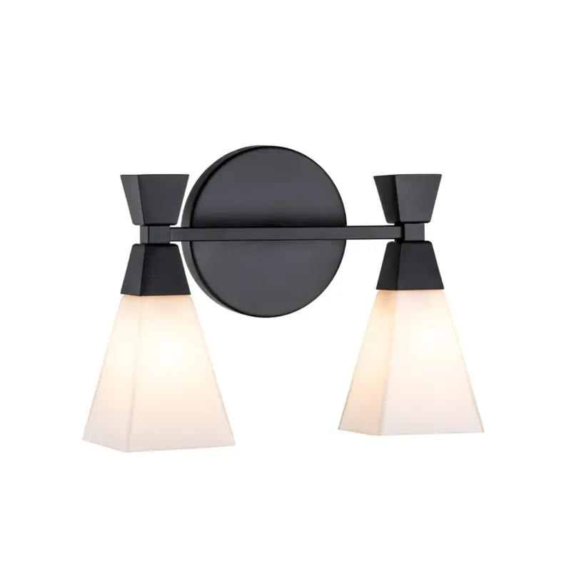 Wyprzedaż Kinkiet metalowy czarny 2-punktowy z opalowym szkłem BOWTIE-2-MB z serii BOWTIE - Elstead Lighting