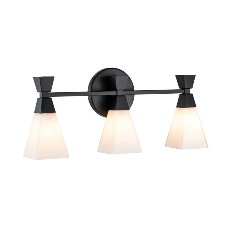 Kinkiet metalowy czarny 3-punktowy z kloszami opal BOWTIE-3-MB z serii BOWTIE - Elstead Lighting Nie przegap