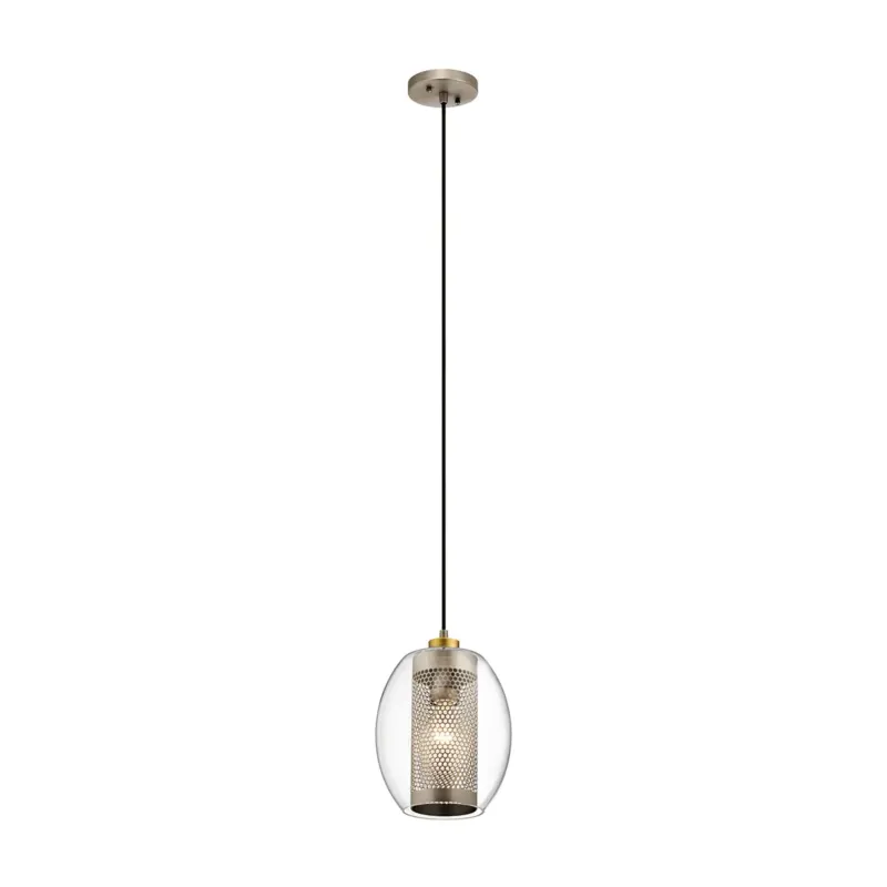 Wyjątkowa oferta Lampa wisząca szklana z metalowym kloszem KL-ASHER-MP-AP z serii Asher II - Elstead Lighting