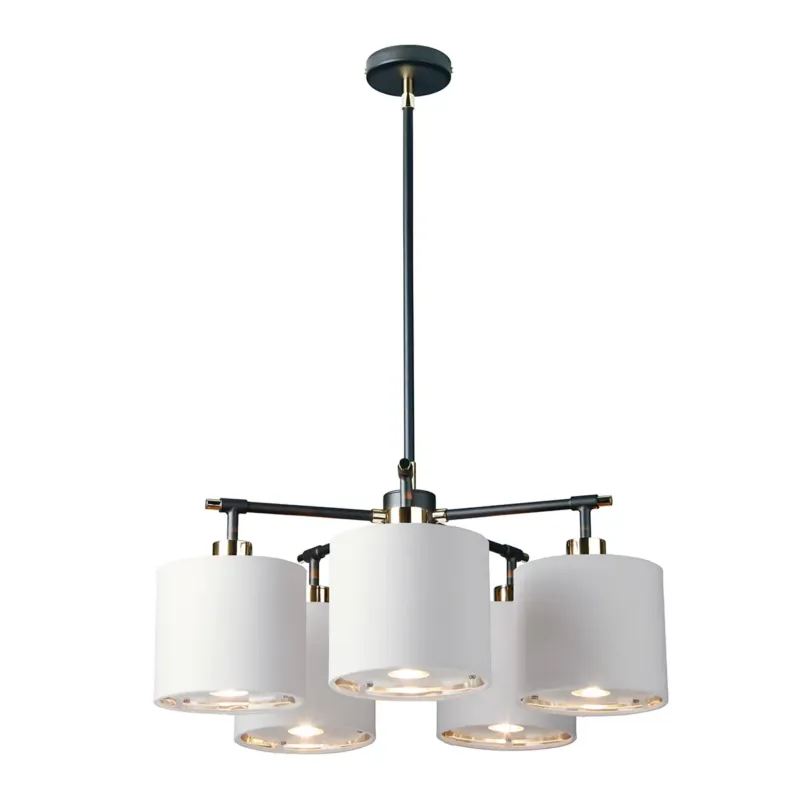 Żyrandol metalowy czarny 5-punktowy z abażurami BALANCE5-BKPN z serii BALANCE - Elstead Lighting Szybka dostawa