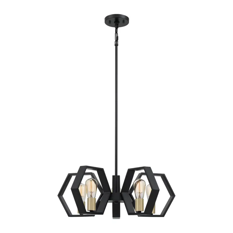 Żyrandol metalowy czarny geometryczny 5-punktowy QZ-BISMARCK5-EK z serii Bismarck - Elstead Lighting Nowość