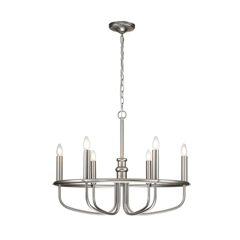 Żyrandol metalowy srebrny 6-punktowy KL-CAPITOL-HILL6-BN z serii CAPITOL HILL - Elstead Lighting Ostatnie sztuki