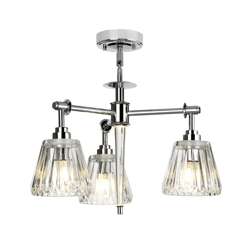 Wyprzedaż Lampa wisząca chromowana 3-punktowa szklana BATH-AGATHA3P-PC z serii AGATHA - Elstead Lighting