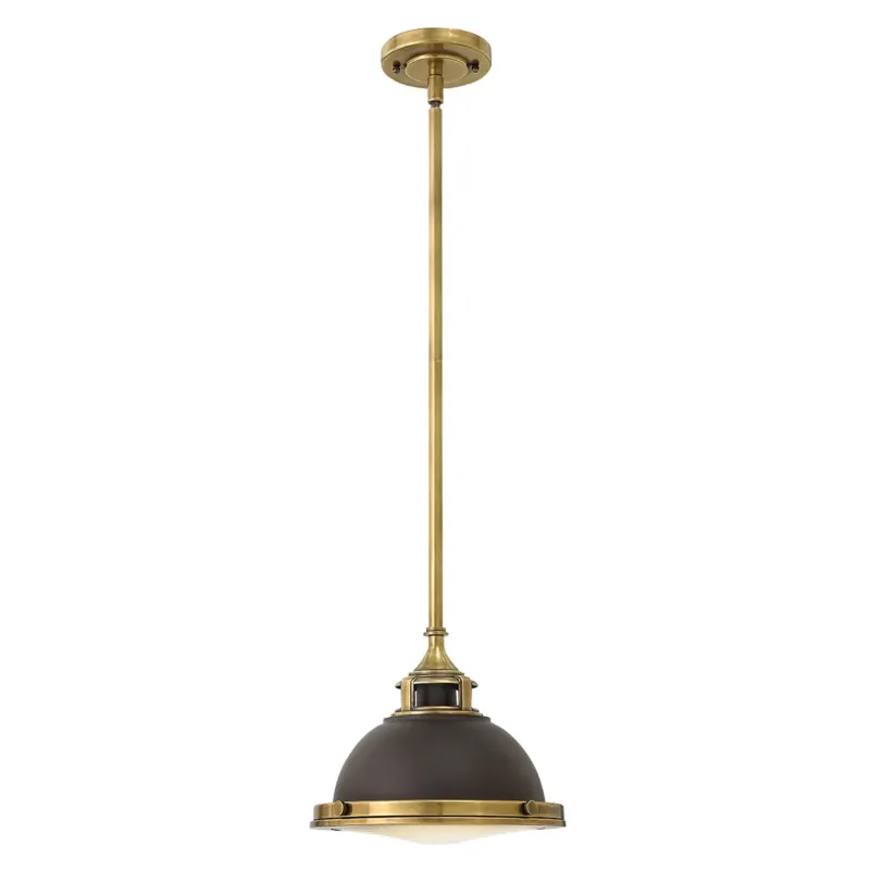 Dostępne od ręki Lampa wisząca metalowa brązowa z opalowym kloszem HK-AMELIA-P-S-RB z serii AMELIA - Elstead Lighting