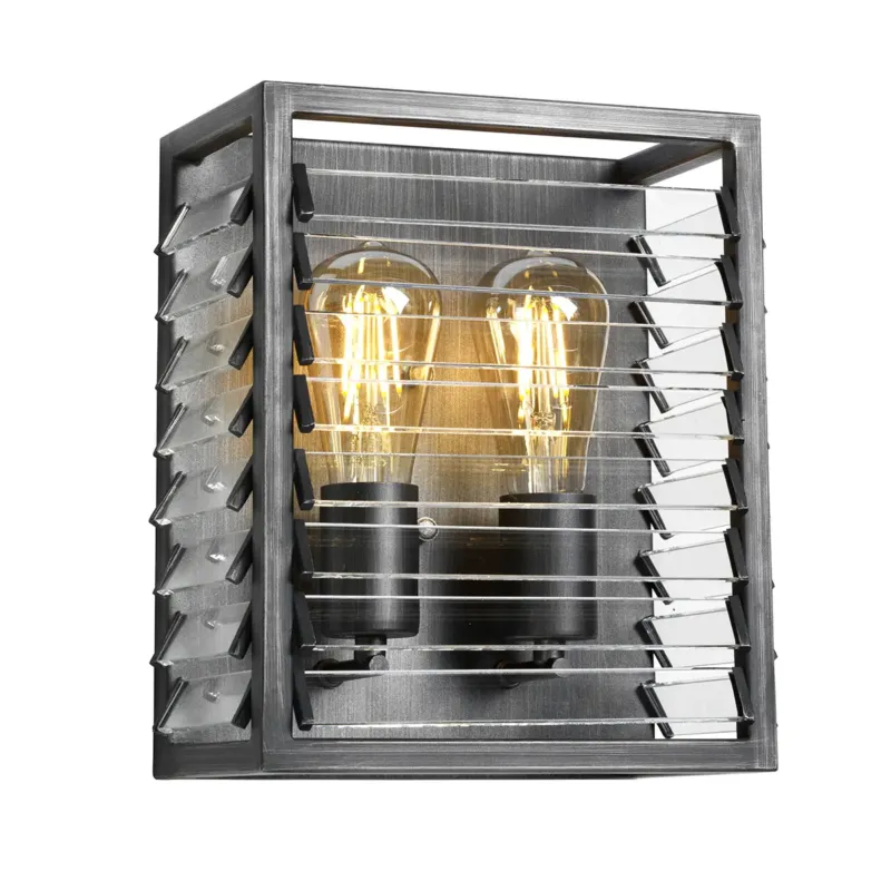 Kinkiet metalowy szary 2-punktowy LOUVRE2 z serii LOUVRE - Elstead Lighting Bezpieczna płatność