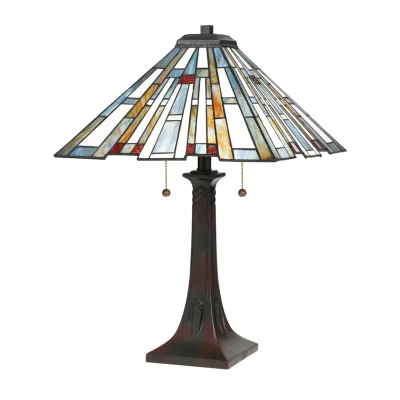 Lampa stołowa witrażowa brązowa 2-punktowa QZ-MAYBECK-TL z serii Maybeck - Elstead Lighting Tani