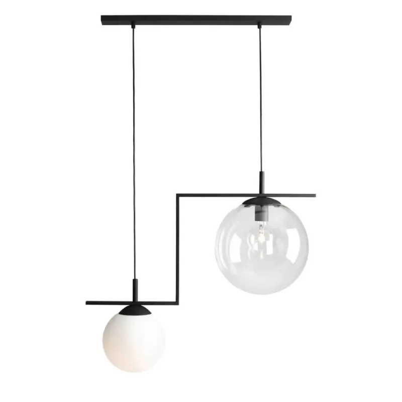 Aldex Lampa wisząca metalowa czarno-biała 2-punktowa 1038H1 z serii ZAC Premium