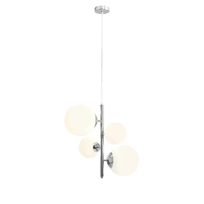 Tani Aldex Lampa wisząca metalowa chromowana z białymi kulami 1091L4 z serii BLOOM