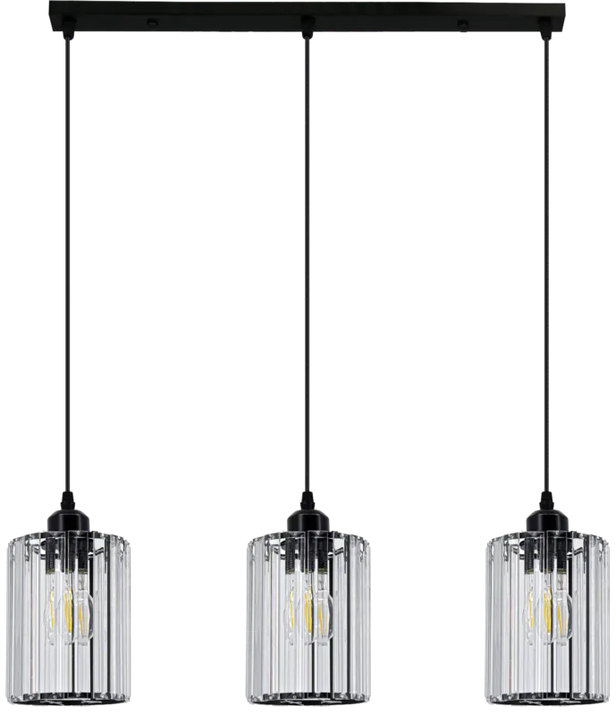 Lampa wisząca czarna szklana 3-punktowa 6782/3 BL z serii MODENA - Lampy Elem Super okazja