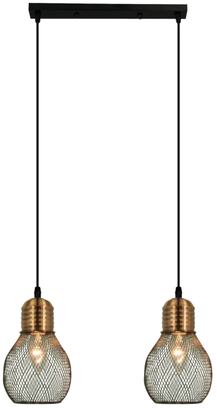 Lampa wisząca loftowa czarno-miedziana 2-punktowa 1998/2 BL CO z serii EDISON - Lampy Elem Zamów dziś