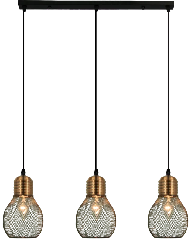 Ograniczona ilość Lampa wisząca loftowa czarno-miedziana 3-punktowa 1998/3 BL CO z serii EDISON - Lampy Elem