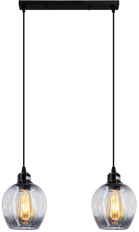 Lampa wisząca czarna metalowa z dwoma szklanymi kloszami 8182/2 BL z serii ATENA - Lampy Elem Łatwy zwrot