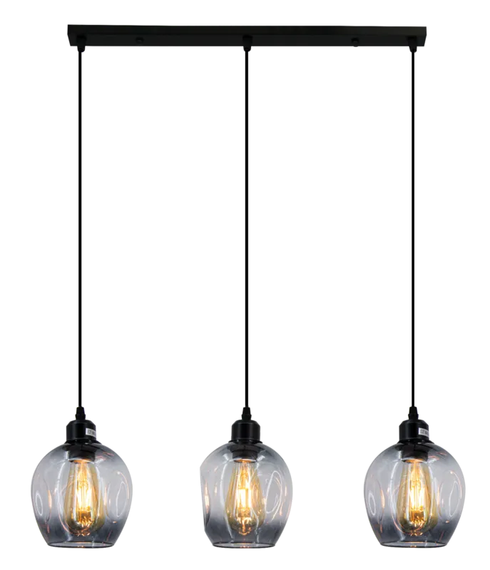 Lampa wisząca czarna szklana 3-punktowa 8182/3 BL z serii ATENA - Lampy Elem Taniej