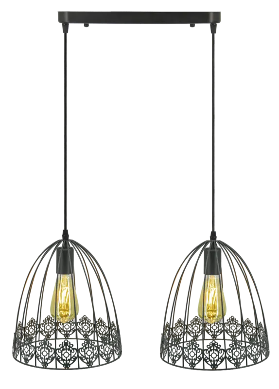 Wysoka jakość Lampa wisząca metalowa czarna 2-punktowa 6802/2 z serii KLATKA - Lampy Elem