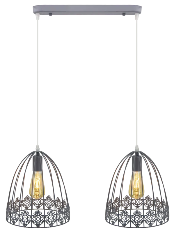 Tani Lampa wisząca metalowa szara 2-punktowa 6802/2 z serii KLATKA - Lampy Elem
