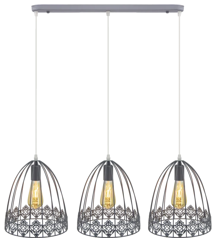 Bezpieczne zakupy Lampa wisząca metalowa szara 3-punktowa 80cm 6802/3 z serii KLATKA - Lampy Elem