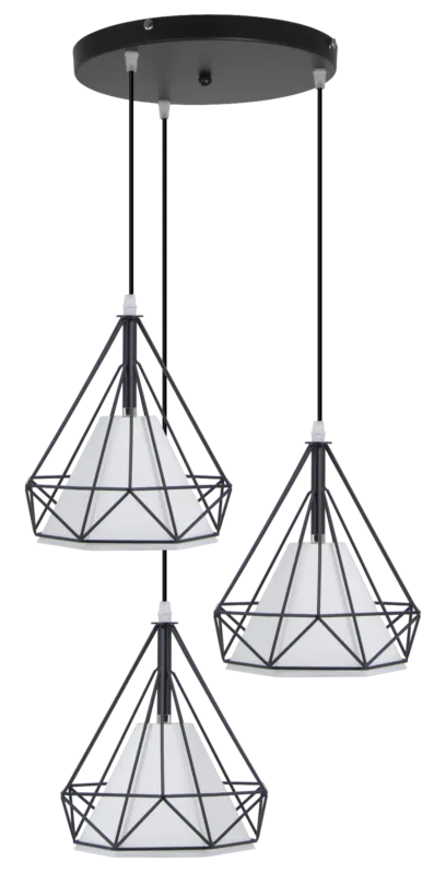 Okazja Lampa wisząca loftowa czarna metalowa 3-punktowa 8804/3 z serii PIRAMIDA - Lampy Elem