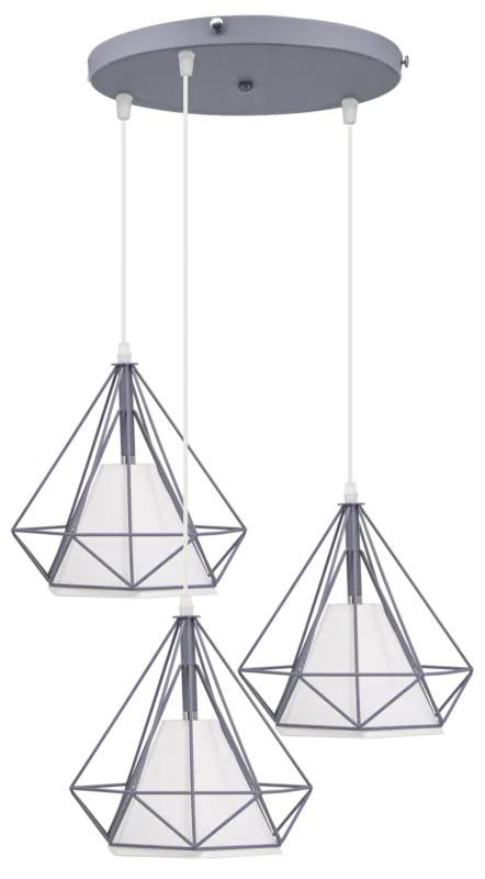 Lampa wisząca metalowa szara 3-punktowa 8804/3 z serii PIRAMIDA - Lampy Elem Ostatnia szansa