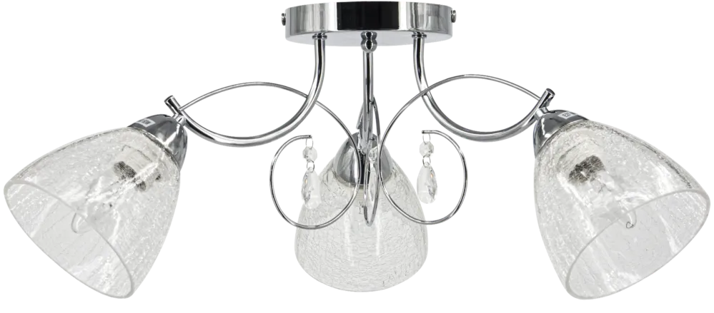 Najlepsza cena Lampa sufitowa chromowana 3-punktowa ze szklanymi kloszami 8962/3 z serii WENUS - Lampy Elem