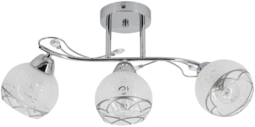 Rabat Lampa sufitowa chromowana 3-punktowa szklana 2982/3 z serii OLIVIER - Lampy Elem