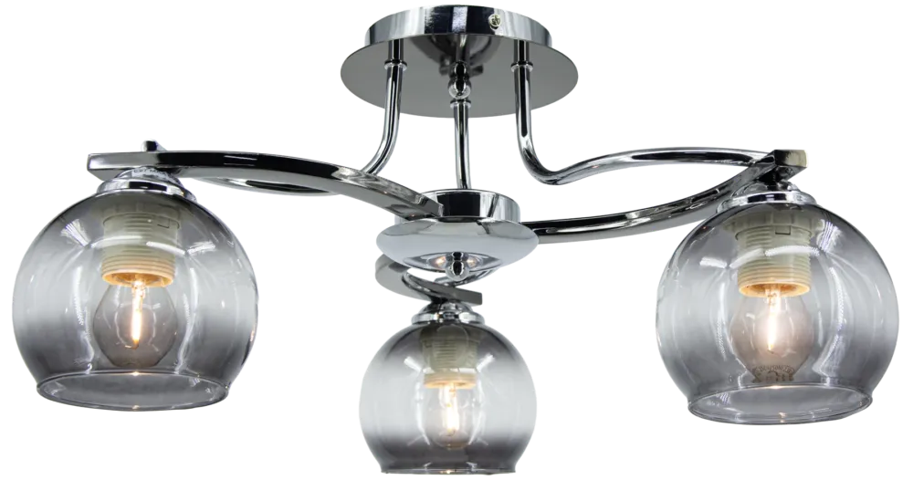 Zniżka Lampa sufitowa chromowana 3-punktowa ze szklanymi kloszami 8912/3 z serii CLEO - Lampy Elem