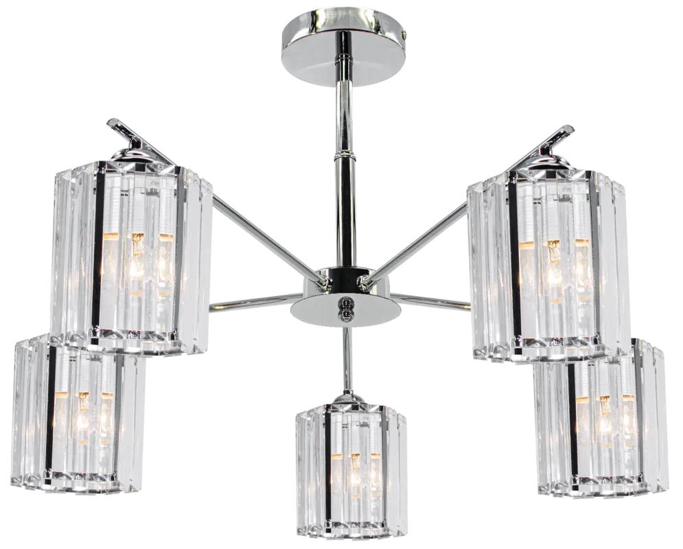 Tylko do końca tygodnia Lampa sufitowa chromowana szklana 5-punktowa 1860/5 z serii ROMA - Lampy Elem