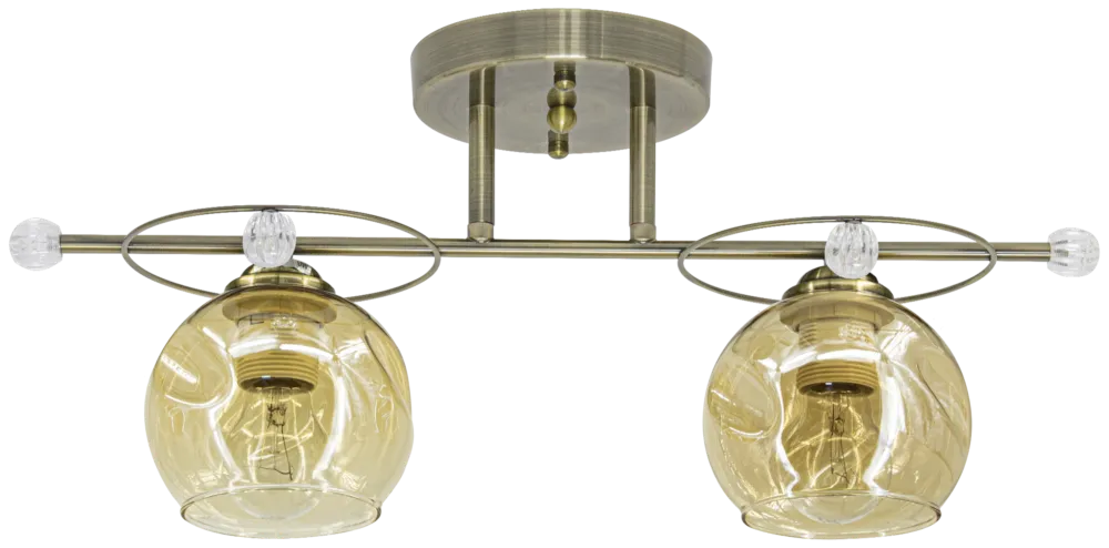 Lampa sufitowa mosiężna 2-punktowa ze szklanymi kloszami 8820/2 z serii KASPER - Lampy Elem Dostępne od ręki