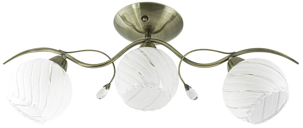 Lampa sufitowa mosiężna 3-punktowa ze szklanymi kloszami 8758/3 z serii STING - Lampy Elem Łatwy zwrot