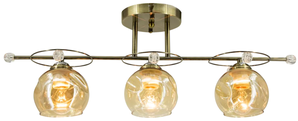 Lampa sufitowa mosiężna 3-punktowa ze szklanymi kloszami 8820/3 z serii KASPER - Lampy Elem Szybka wysyłka
