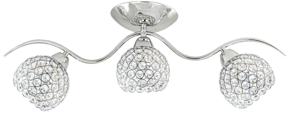 Obniżka ceny Lampa sufitowa chromowana 3-punktowa z kryształowymi kloszami 8707/3 z serii MEWA - Lampy Elem