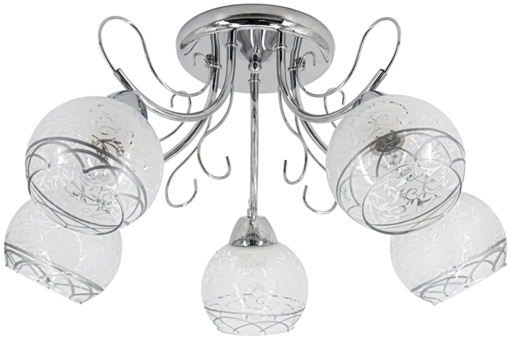 Bestseller Lampa sufitowa chromowana 5-punktowa ze szklanymi kloszami 8957/5 z serii TOGO - Lampy Elem