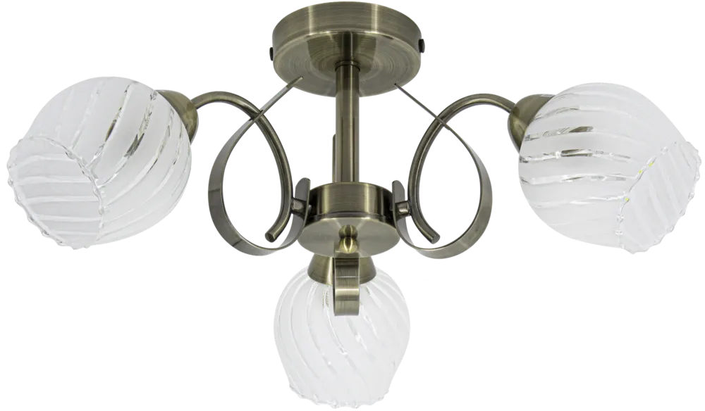 Lampa sufitowa mosiężna 3-punktowa ze szklanymi kloszami 7138/3 z serii DAKOTA - Lampy Elem Darmowy zwrot