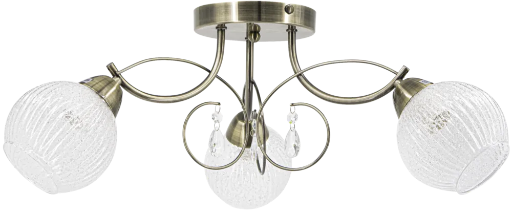 Szybka dostawa Lampa sufitowa mosiężna 3-punktowa ze szkłem kryształowym 8964/3 z serii WENUS - Lampy Elem