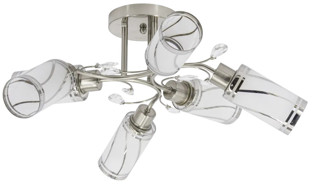 Cena promocyjna Lampa sufitowa srebrna metalowa 6-punktowa 8267/6 z serii GRACJA - Lampy Elem