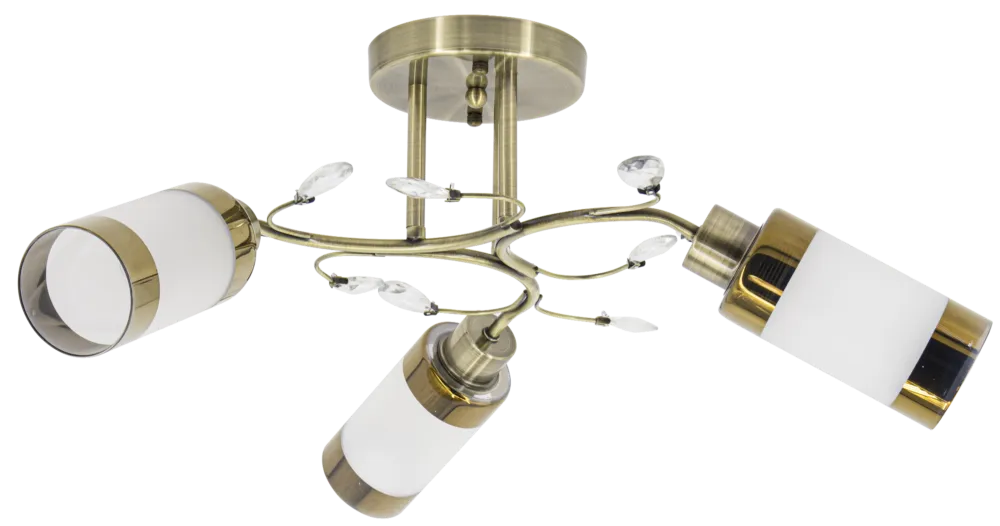 Nowy Lampa sufitowa mosiężna 3-punktowa ze szkłem 8267/3 z serii GRACJA - Lampy Elem