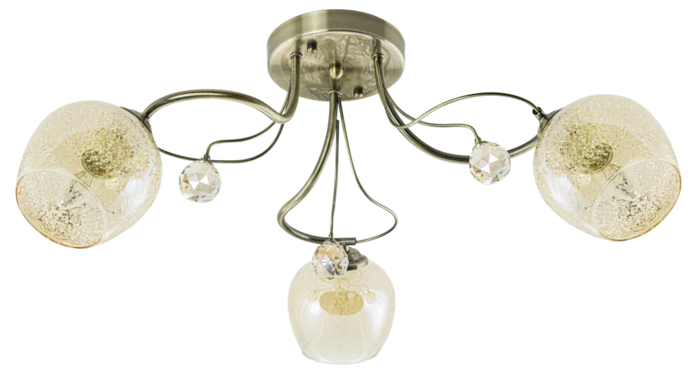 Lampa sufitowa mosiężna 3-punktowa ze szkłem kryształowym 8824/3 z serii BLANCA - Lampy Elem Promocja