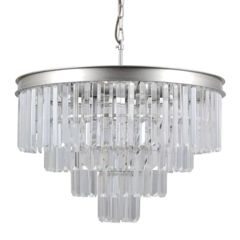 Lampa wisząca kryształowa srebrna 8-punktowa PND-44372-8A-SLVR-BRW z serii VERDES - Lampy Italux Nowość