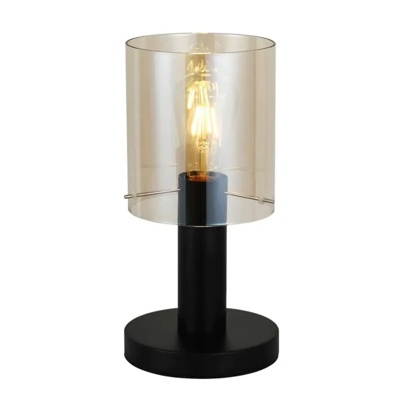 Lampa stołowa czarna metalowa ze szklanym kloszem TB-5581-1-BK+AMB z serii SARDO - Lampy Italux Oferta limitowana