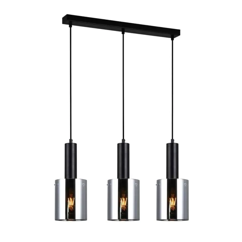 Lampa wisząca czarna szklana 3-punktowa PND-5581-3-BK+SG z serii SARDO - Lampy Italux Oferta