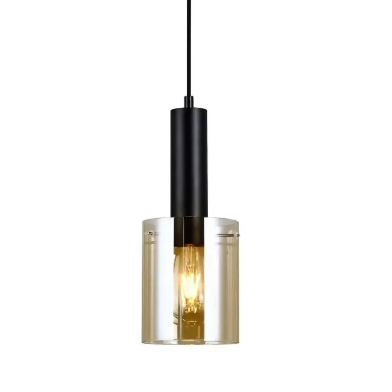 Bestseller Lampa wisząca czarna szklana 13cm PND-5581-1-BK+AMB z serii SARDO - Lampy Italux