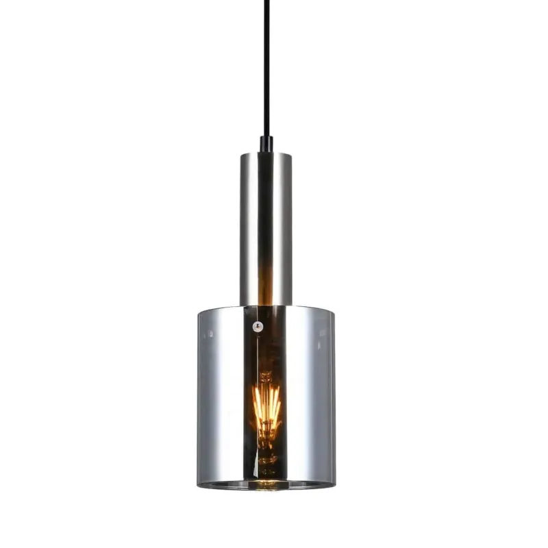 Lampa wisząca szklana srebrna cylindryczna PND-5581-1-SC+SG z serii SARDO - Lampy Italux Oferta