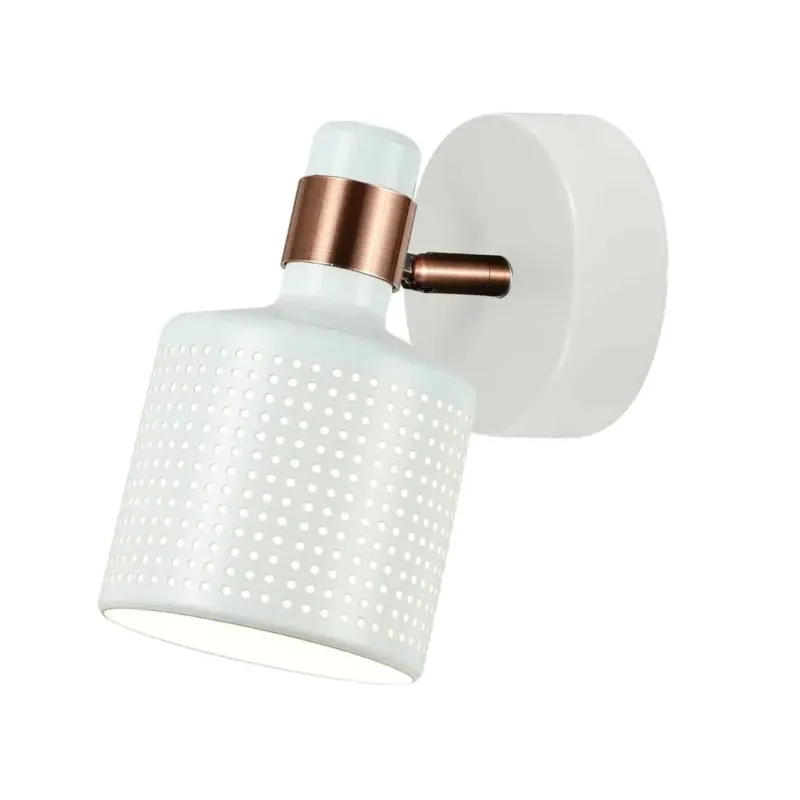 Kinkiet metalowy biały z miedzianymi detalami WL-2439-1-WH z serii RESTENZA - Lampy Italux Popularny