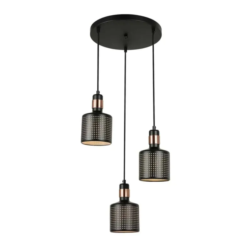 Lampa wisząca metalowa czarna 3-punktowa PND-2439-3-BK z serii RESTENZA - Lampy Italux Łatwy zwrot