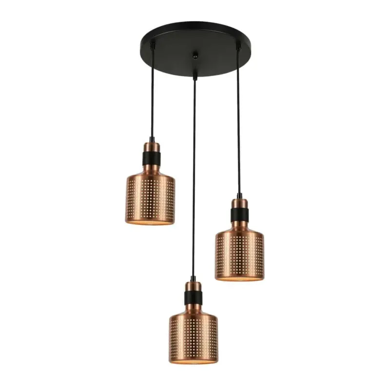 Lampa wisząca metalowa miedziana 3-punktowa PND-2439-3-COP z serii RESTENZA - Lampy Italux Hit cenowy